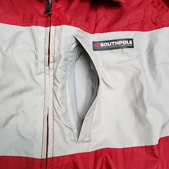 Vintage Southpole Jacket Men XL Red Gray Fleece Reversible Puffer Jacket 54x29 - Picture 3 of 11